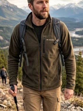 Columbia Interchange Full Zip Fleece Jacket Chocolate Brown Hiking Outdoorsy